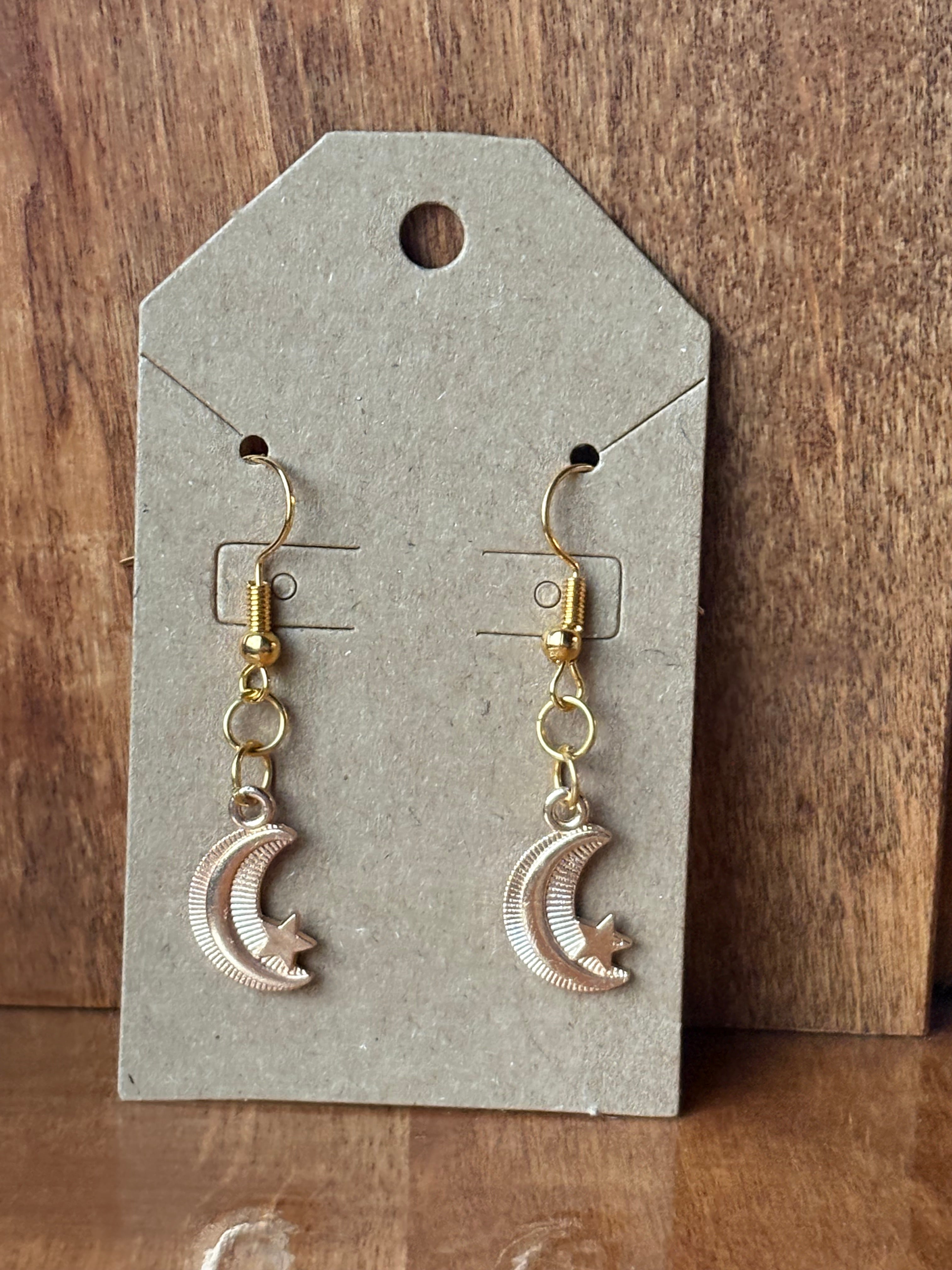 Rose Gold Moon/Star Earrings Style #2